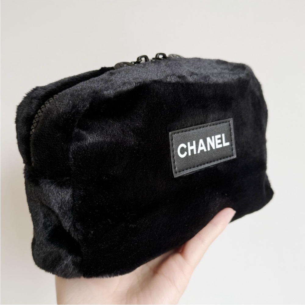Chanel Beauty Faux Fur Cosmetic Bag